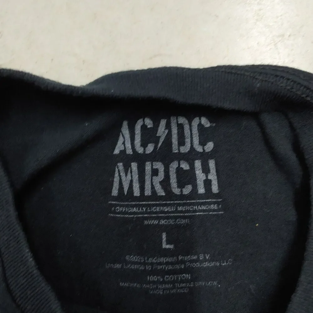 AC/DC PWR UP North America Tour 2025 Men's T-Shirt Large Black Graphic Tee USED